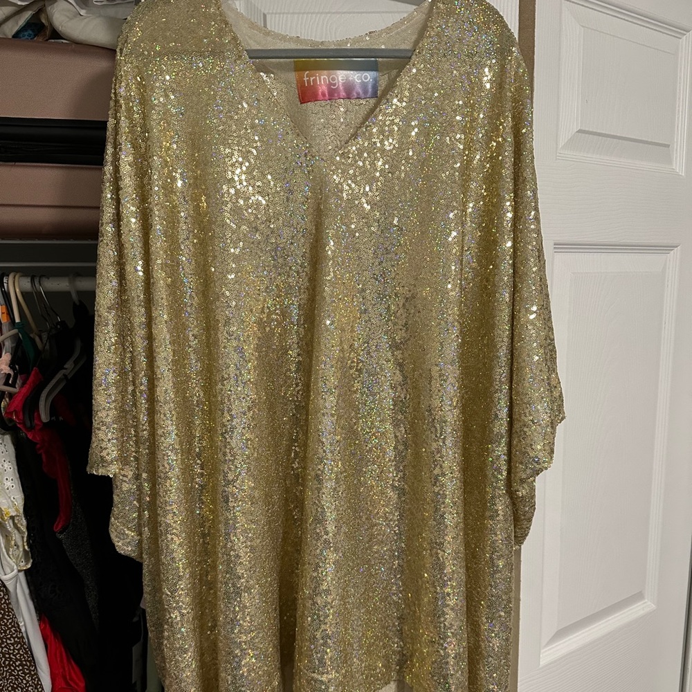 Fringe and Co Short Gold Sequin Caftan